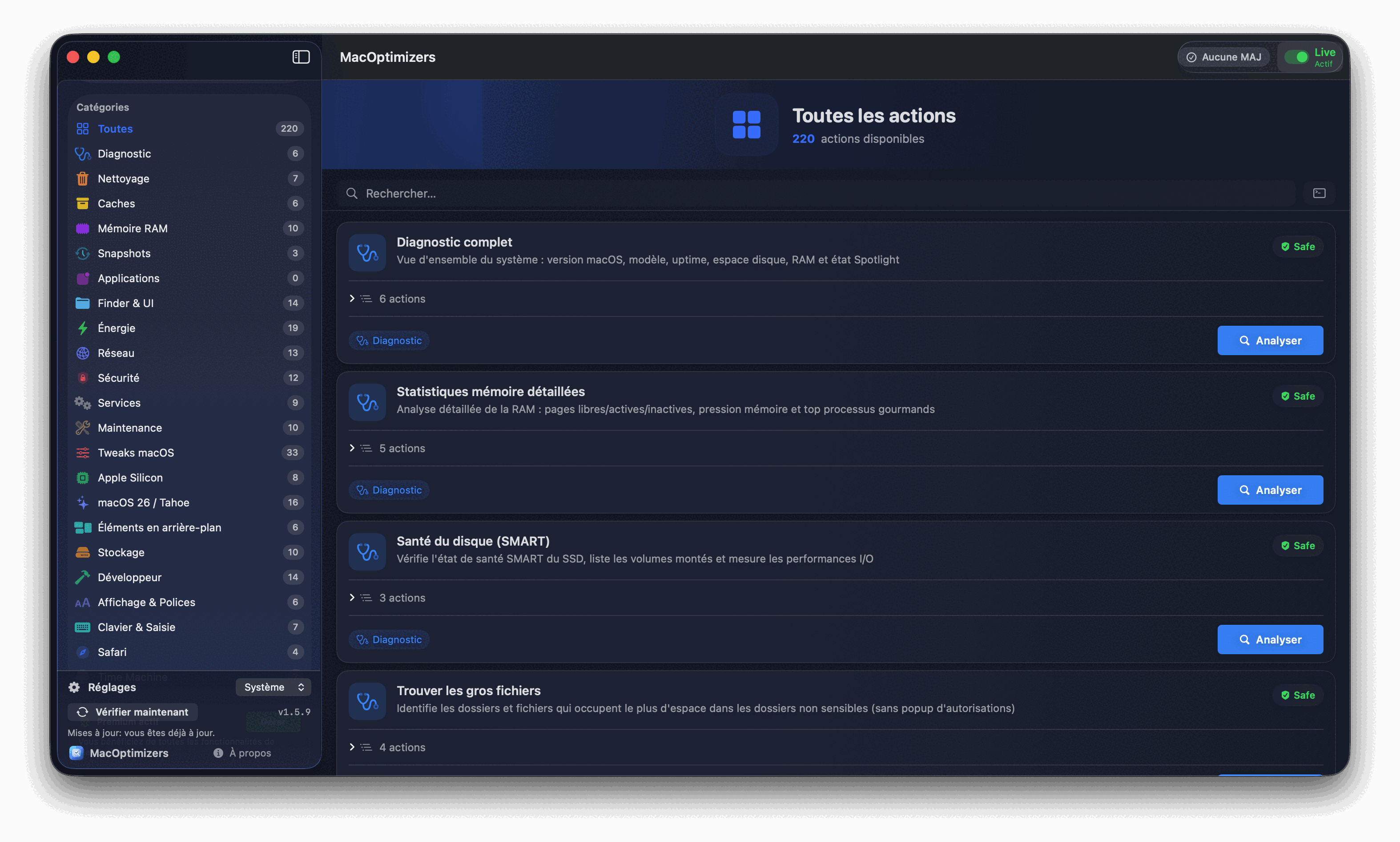 Capture Liste des actions shell