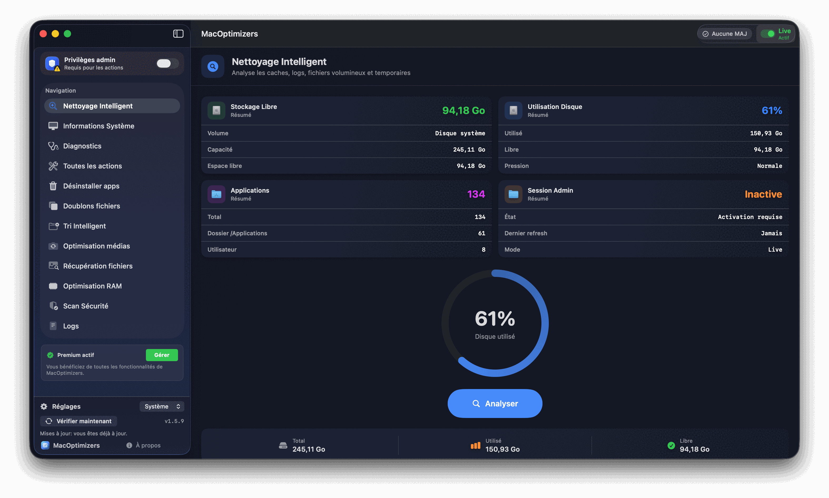Capture MacOptimizers - Nettoyage intelligent