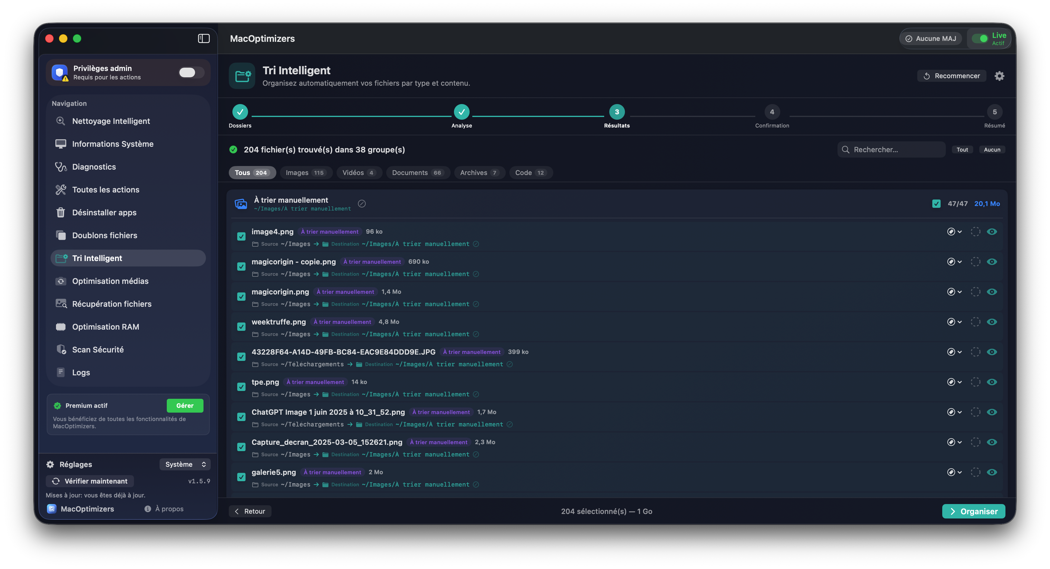 Tri Intelligent - détail des prédictions et destination des fichiers