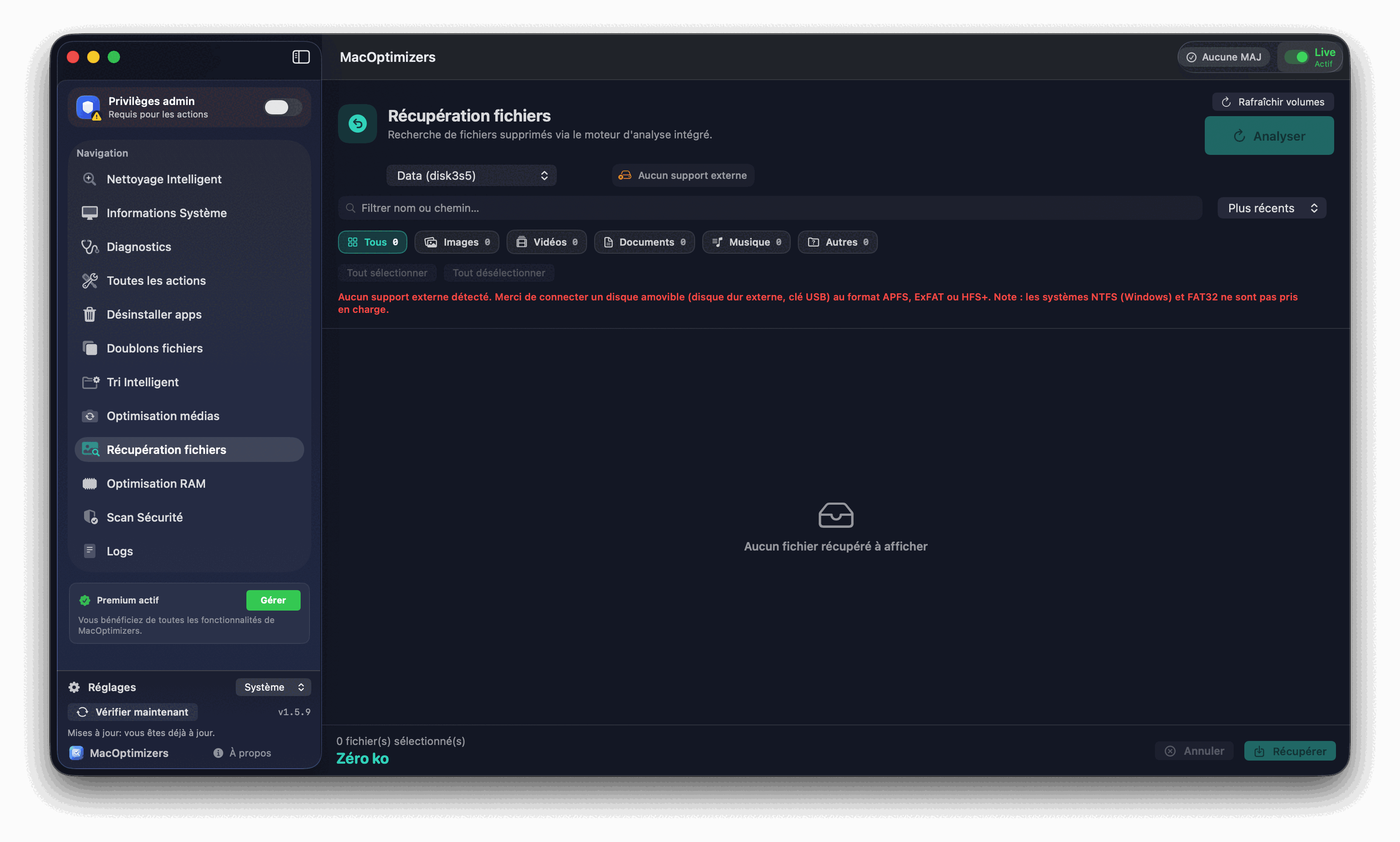 Capture Récupération fichiers supprimés