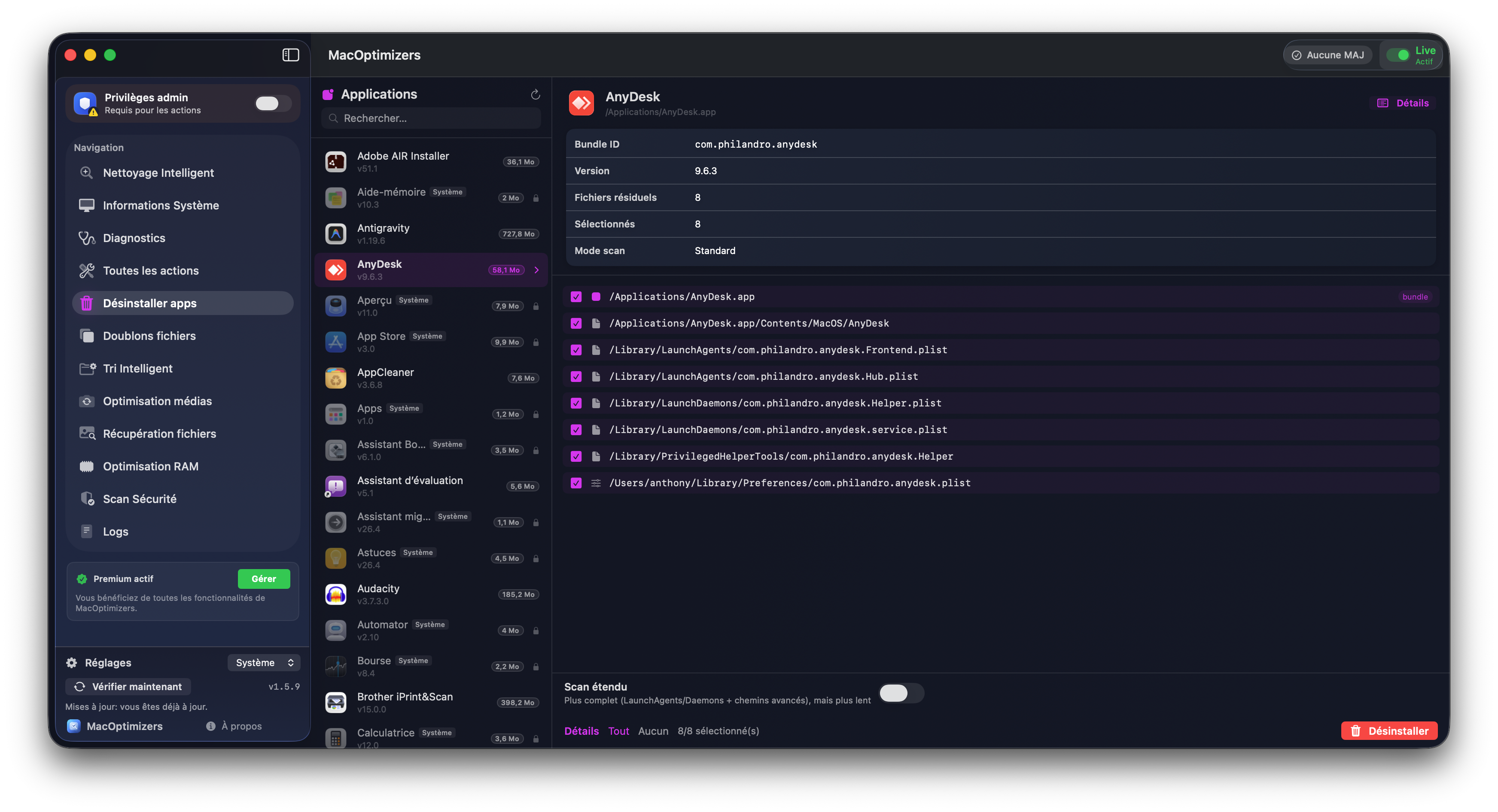 Capture Désinstaller applications Mac